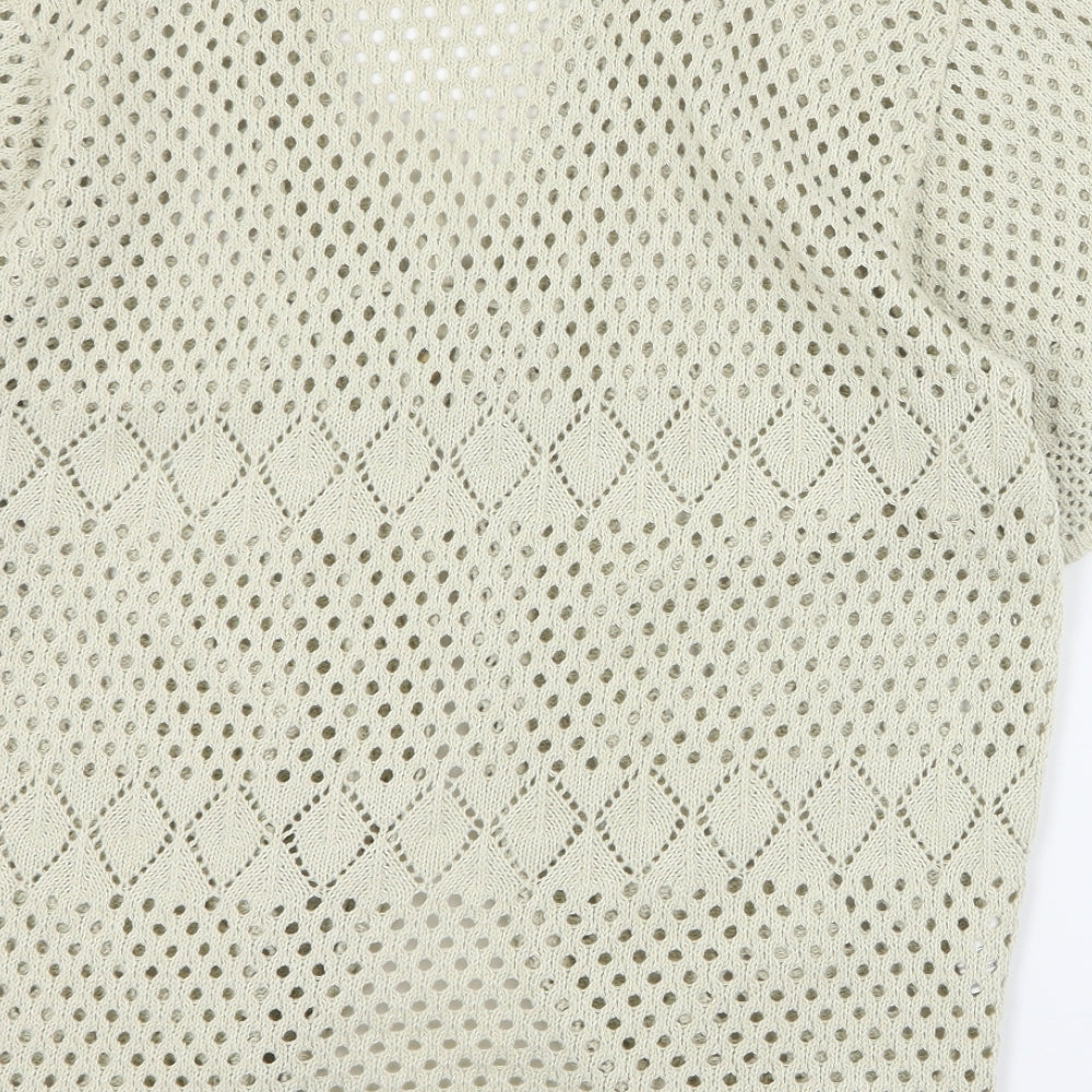 Glamour Womens Beige V-Neck Cotton Cardigan Jumper Size XL