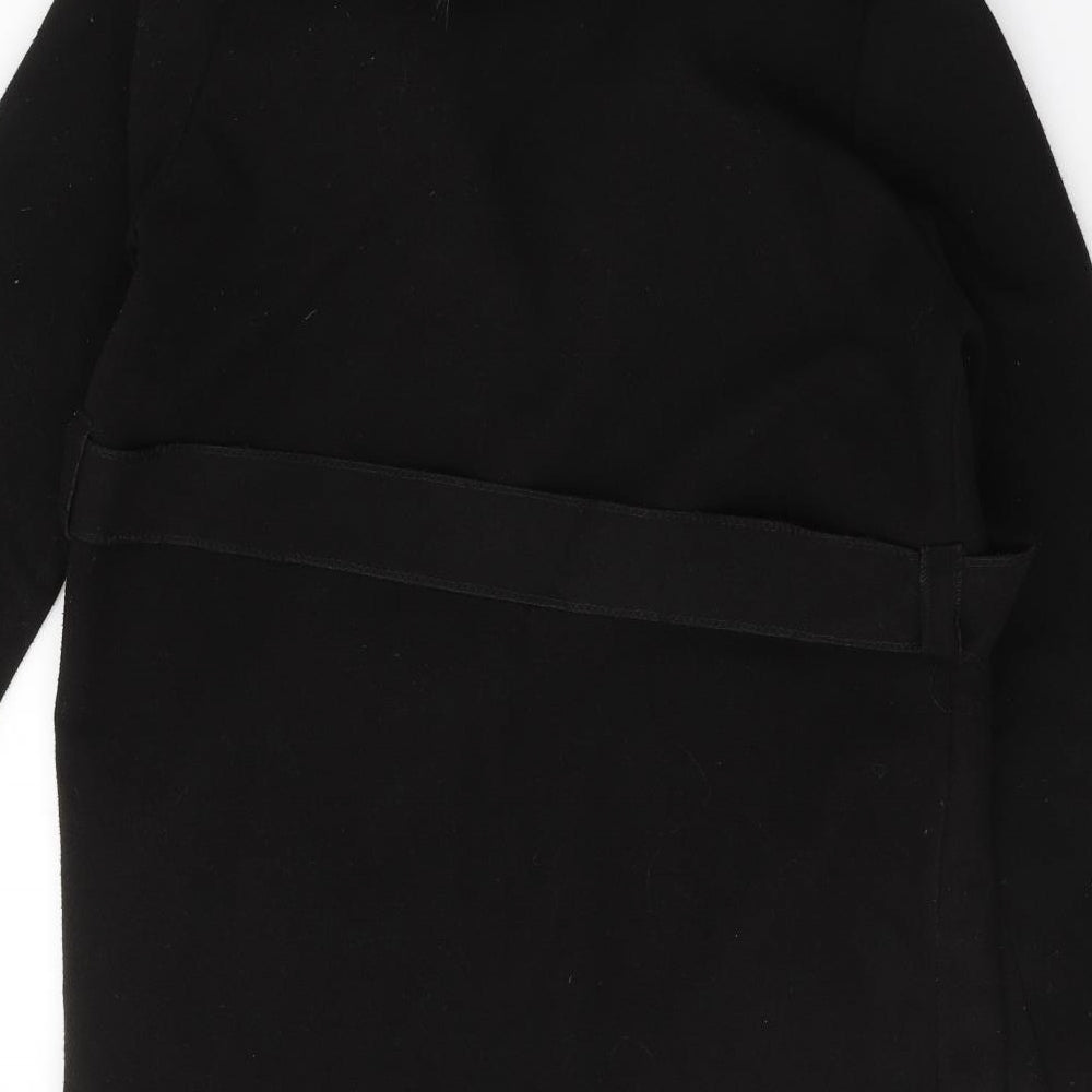 Made in Italy Womens Black Overcoat Coat Size S Tie