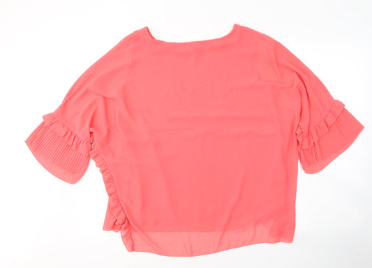 Quiz Womens Pink Polyester Basic Blouse Size M Round Neck