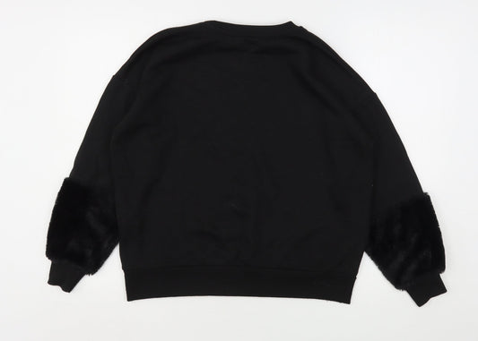 Bershka Womens Black  Polyester Pullover Sweatshirt Size S
