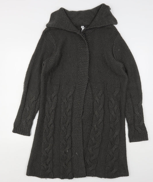 Note Womens Grey Collared Acrylic Cardigan Jumper Size 12