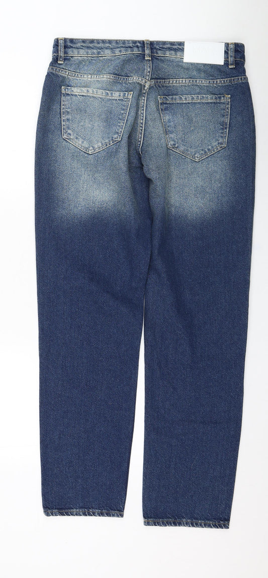 BoohooMAN Mens Blue Cotton Straight Jeans Size 32 in L32 in Regular Zip
