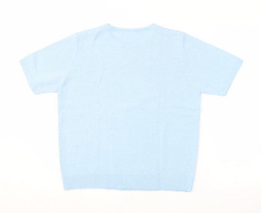 Berkertex Womens Blue Acrylic Basic T-Shirt Size 14 Round Neck - 14/16