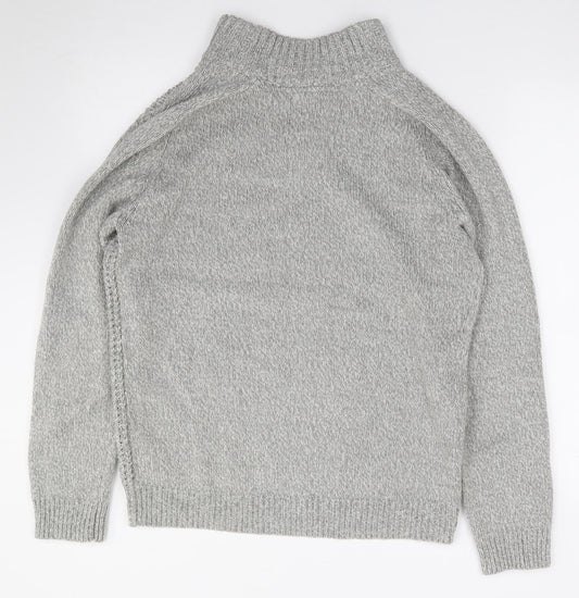 Burton Mens Grey High Neck Acrylic Pullover Jumper Size M