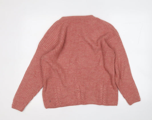 George Womens Red Round Neck Acrylic Pullover Jumper Size 12
