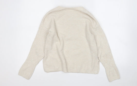 George Womens White Round Neck Acrylic Pullover Jumper Size 8