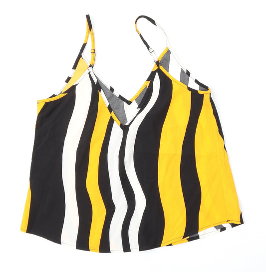 SheIn Womens Multicoloured Striped Polyester Camisole Blouse Size M V-Neck