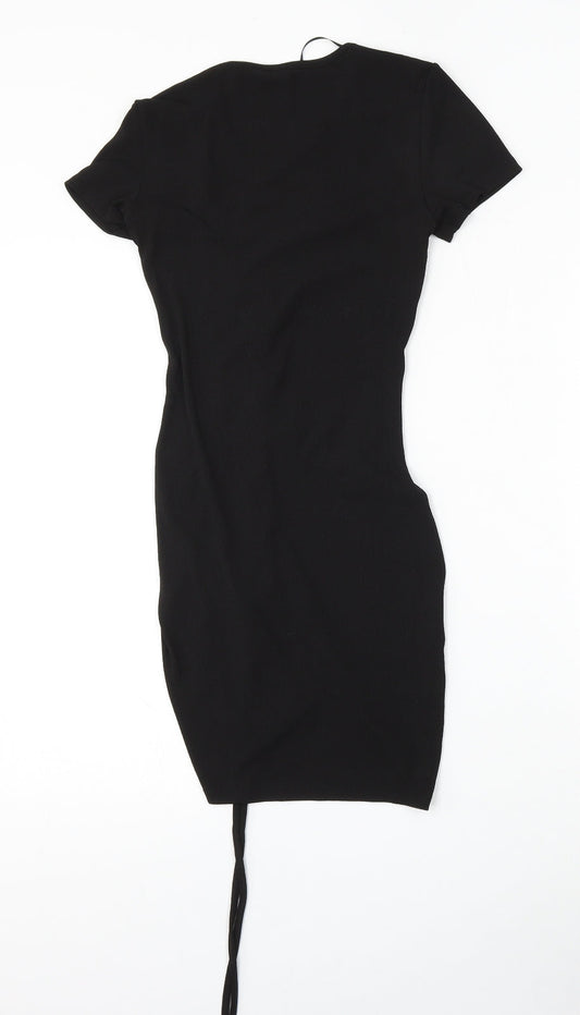 Divided by H&M Womens Black Polyester Bodycon Size XS Round Neck