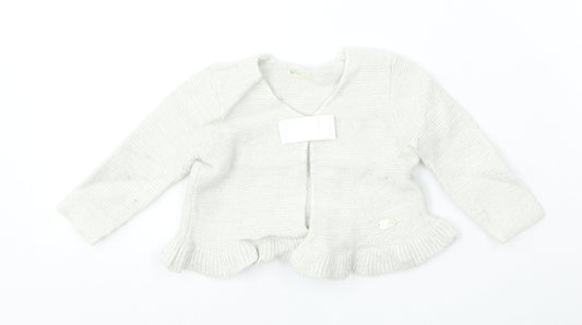 United Colors of Benetton Girls Silver Viscose Cardigan Jumper Size 9-12 Months