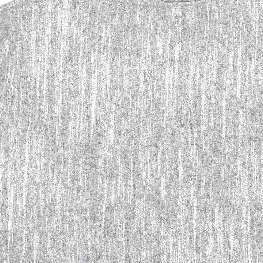 TU Womens Silver V-Neck Polyacrylate Fibre Pullover Jumper Size 14
