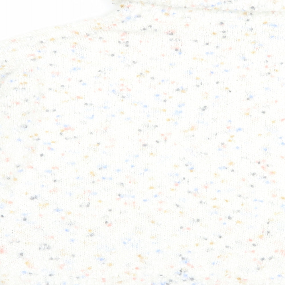 F&F Womens White Roll Neck Polyester Pullover Jumper Size 12