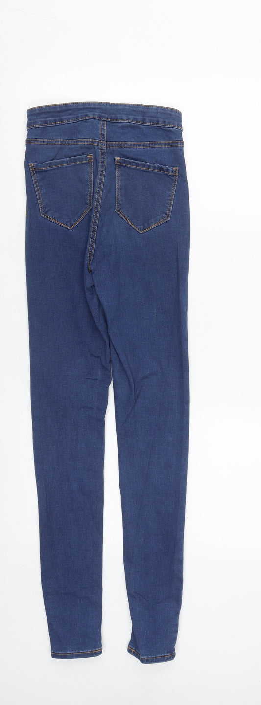 Denim & Co. Womens Blue Cotton Straight Jeans Size 4 L27 in Regular Zip
