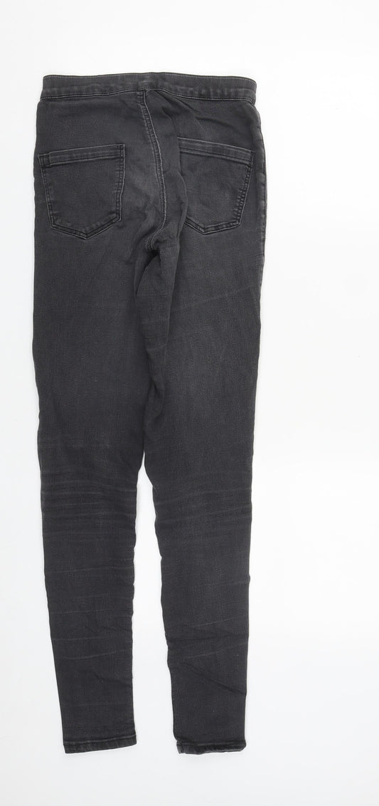 Topshop Womens Black Cotton Straight Jeans Size 28 in L27 in Regular Zip