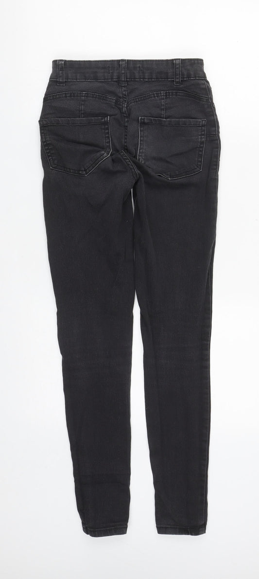 Denim & Co. Womens Black Cotton Straight Jeans Size 4 L28 in Regular Zip