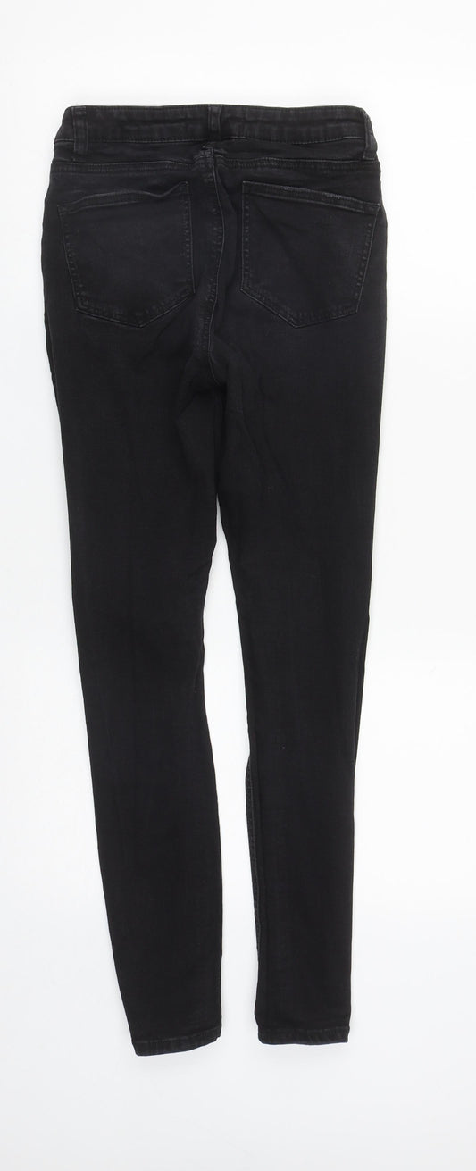 Denim & Co. Womens Black Cotton Straight Jeans Size 8 L27 in Regular Zip