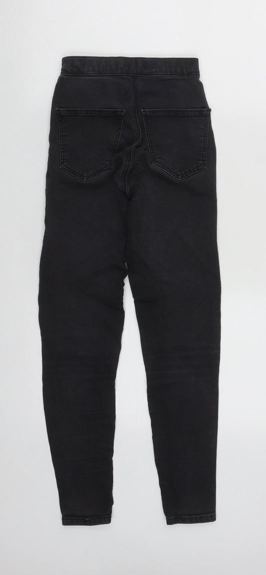 Topshop Womens Black Cotton Straight Jeans Size 20 in L25 in Regular Zip