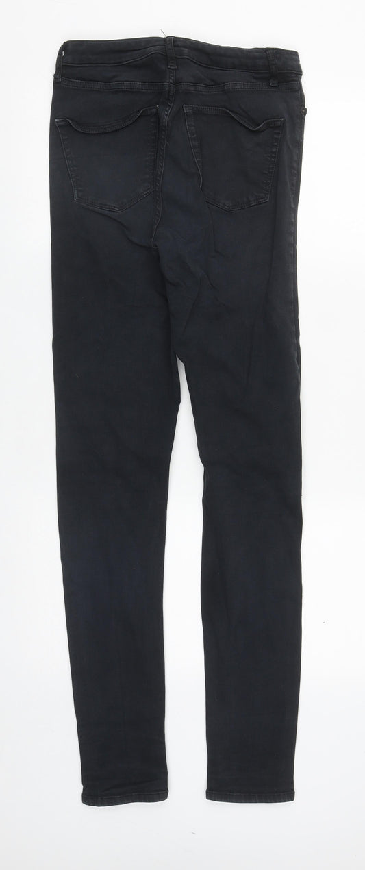 Topshop Womens Black Cotton Straight Jeans Size 28 in L30 in Regular Zip