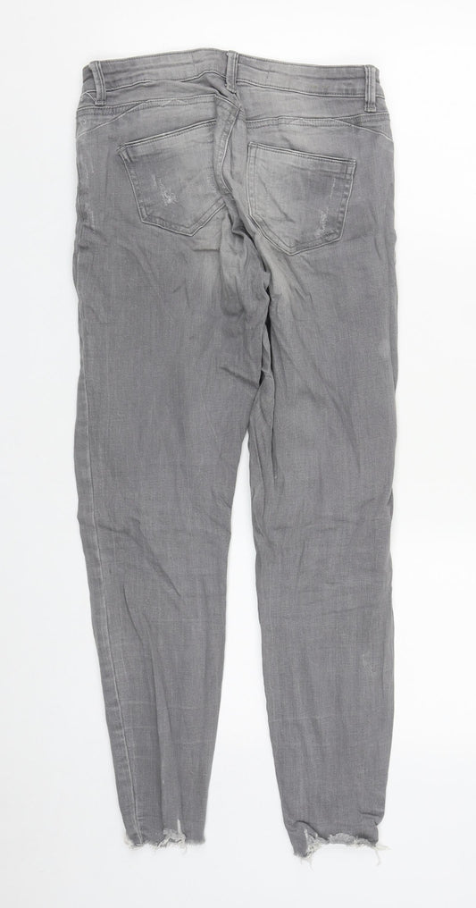 Denim & Co. Womens Grey Cotton Straight Jeans Size 10 L28 in Regular Zip