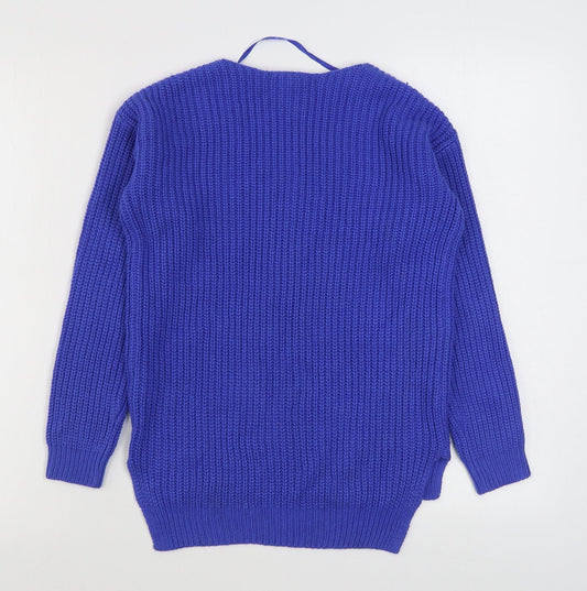 Primark Womens Blue Round Neck Acrylic Pullover Jumper Size 2XS