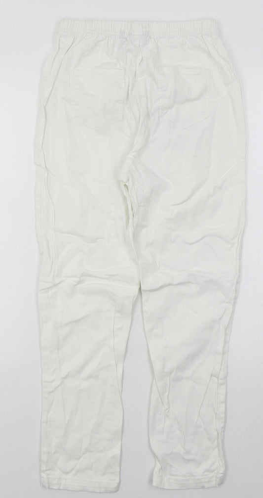 Simply Be Womens White  Cotton Skinny Jeans Size 12 L26 in Slim