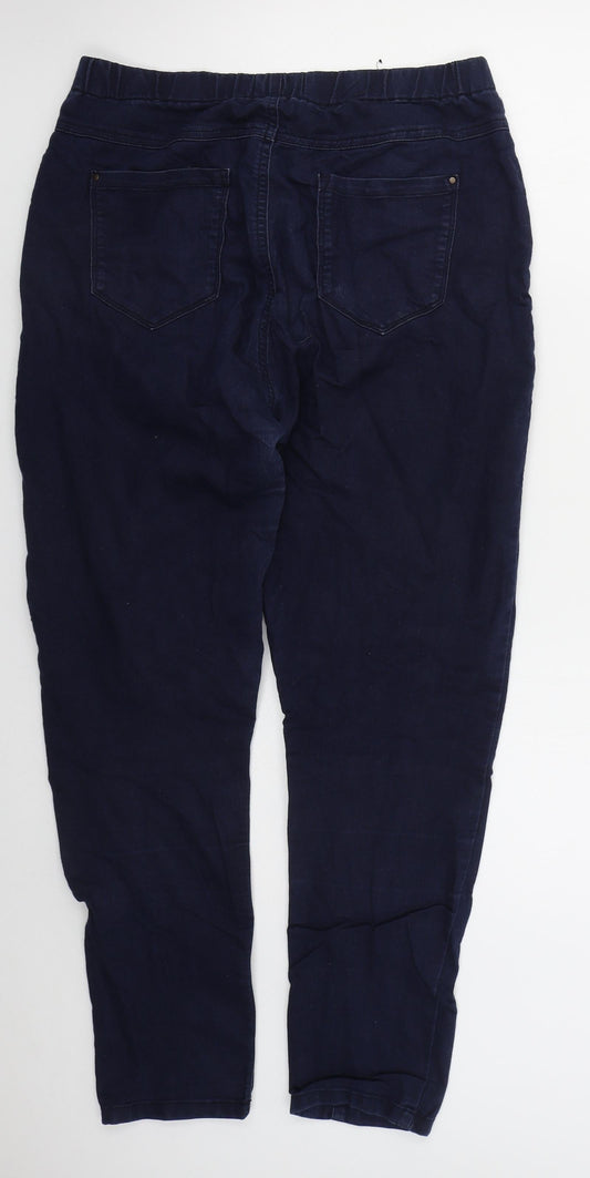 Peacocks Womens Blue Cotton Skinny Jeans Size 14 L28 in Regular Button