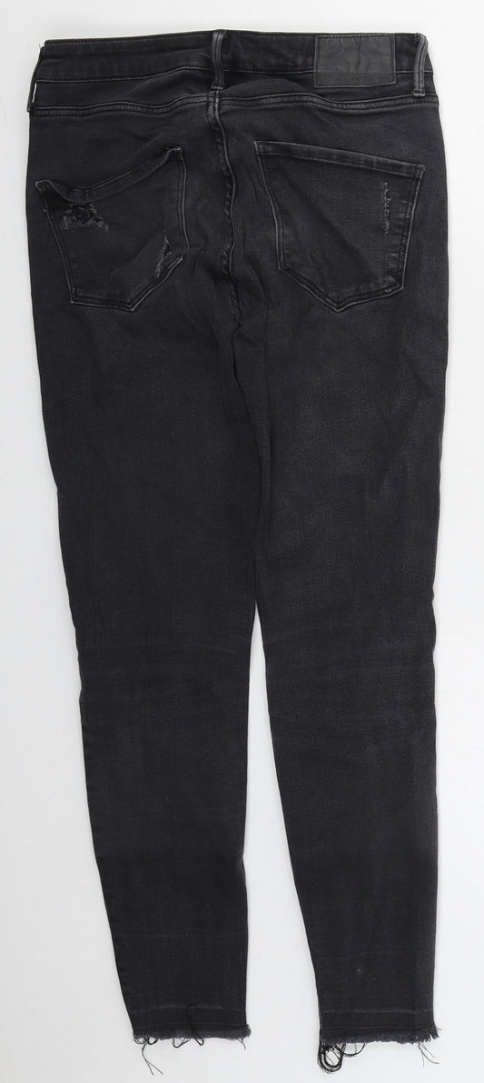 Zara Womens Black Cotton Skinny Jeans Size 8 L27 in Regular Button