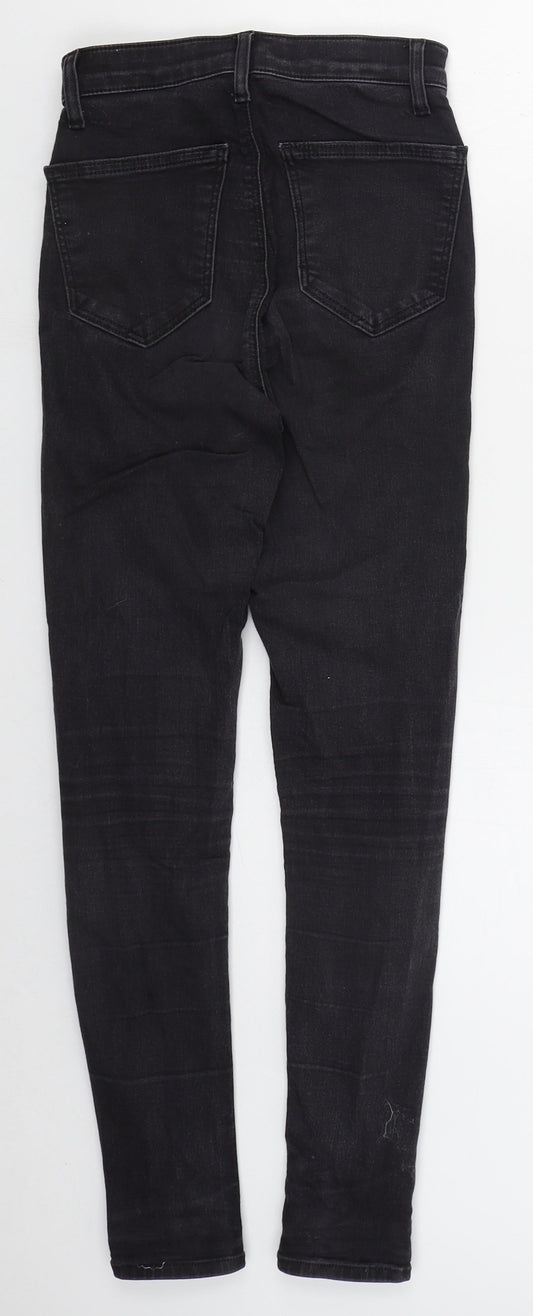 Topshop Womens Grey Cotton Skinny Jeans Size 26 L27 in Regular Button