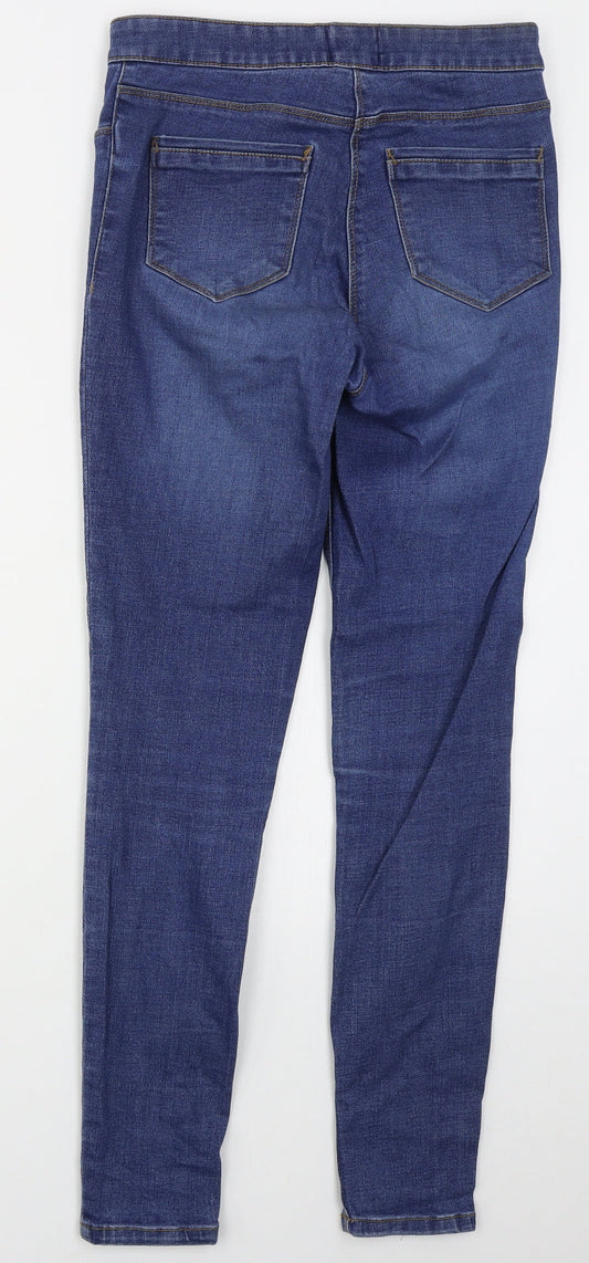 Matalan Womens Blue Cotton Skinny Jeans Size 10 L28 in Regular Button