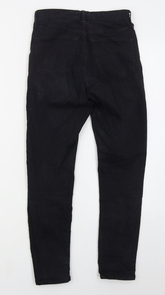 Topshop Womens Black Cotton Skinny Jeans Size 26 in L26 in Regular Button