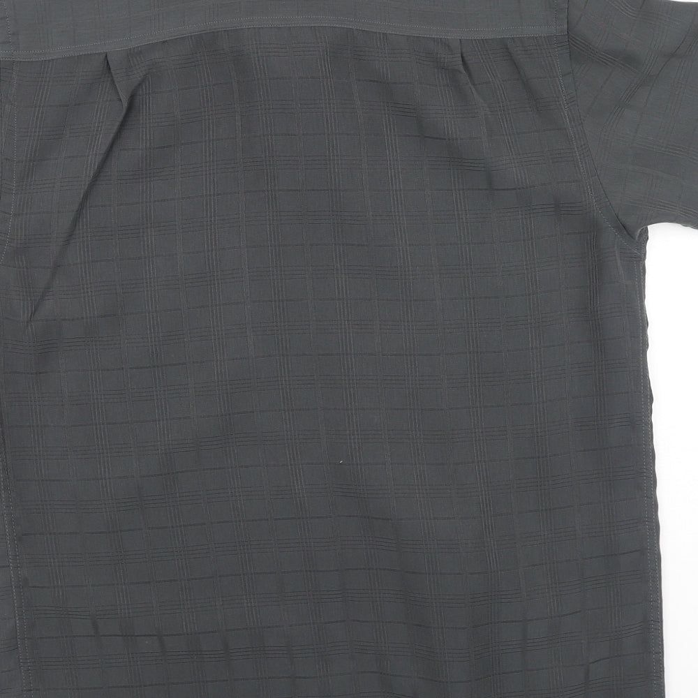 George Mens Grey Plaid Polyester Polo Size S Collared