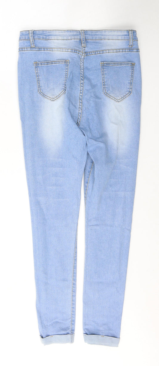 SheIn Womens Blue Cotton Skinny Jeans Size 28 in L27 in Regular Button
