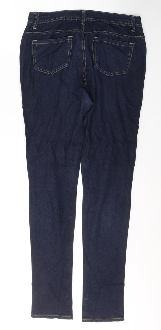 Denim & Co. Womens Blue Cotton Skinny Jeans Size 12 L33 in Regular Button