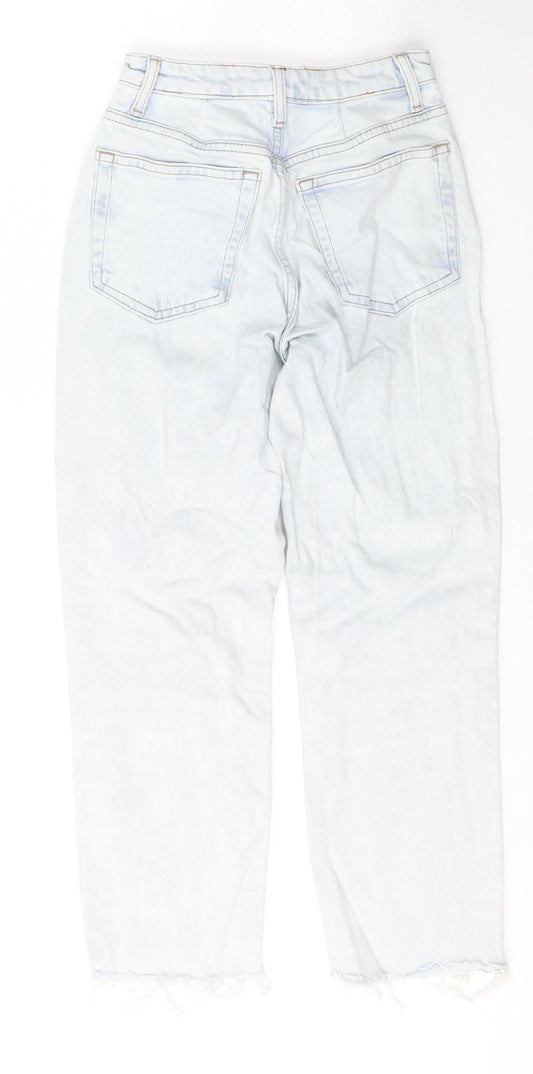 Topshop Womens Blue Cotton Cropped Jeans Size 25 in L30 in Regular Button