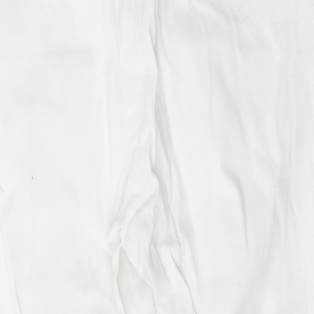 Casual Womens White Cotton Cropped Jeans Size 34 in L21 in Regular Button