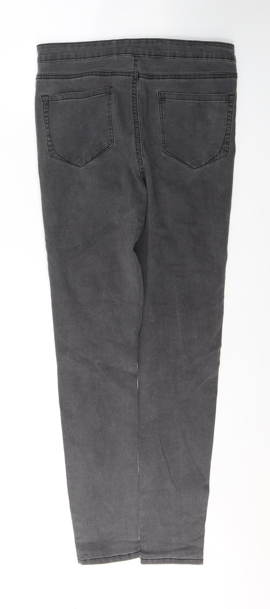 Denim & Co. Womens Grey Cotton Skinny Jeans Size 12 L28 in Regular Button
