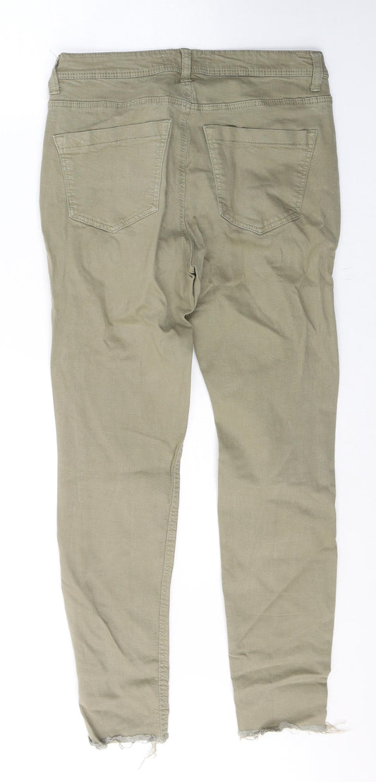 Denim & Co. Womens Green Cotton Cropped Jeans Size 10 L26 in Regular Button