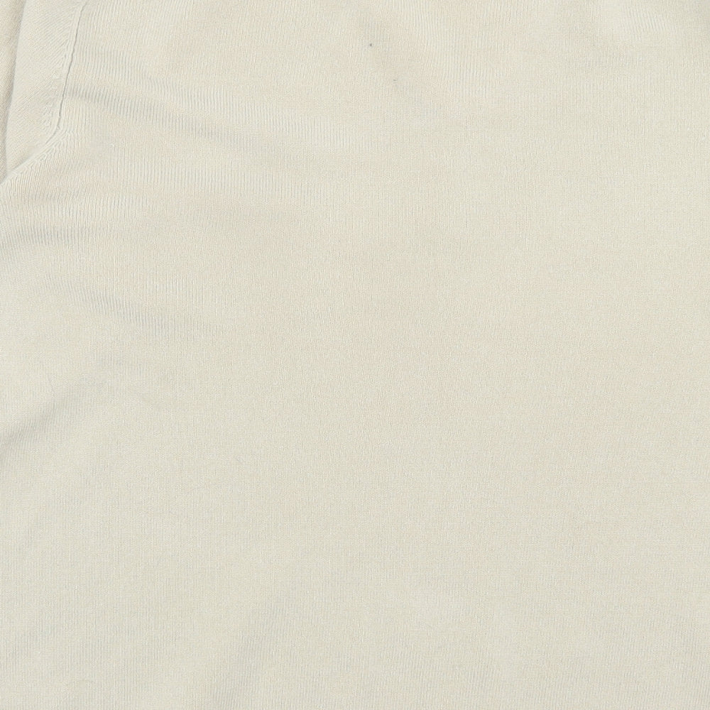 George Mens Beige V-Neck Acrylic Pullover Jumper Size S