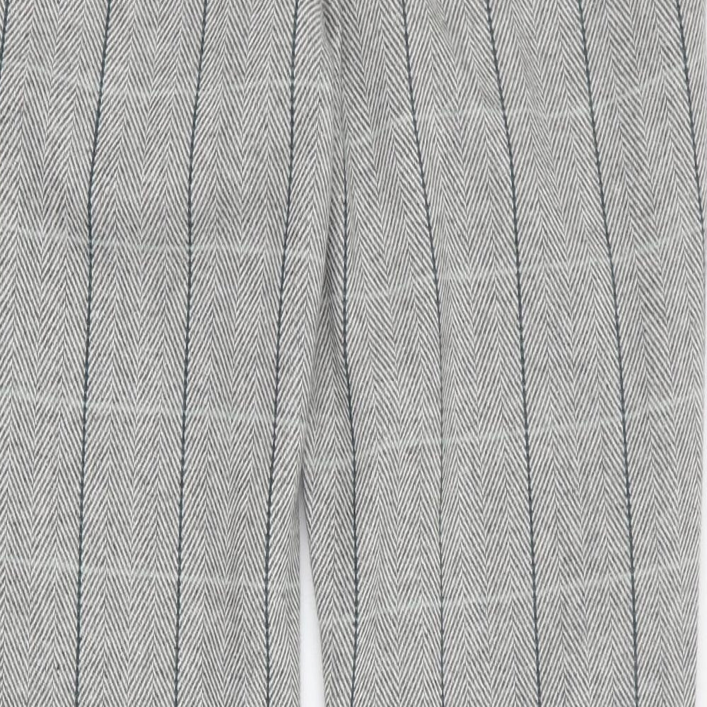 Cotton Traders Womens Grey Plaid Polyester Carrot Trousers Size 12 L30 in Regular Zip