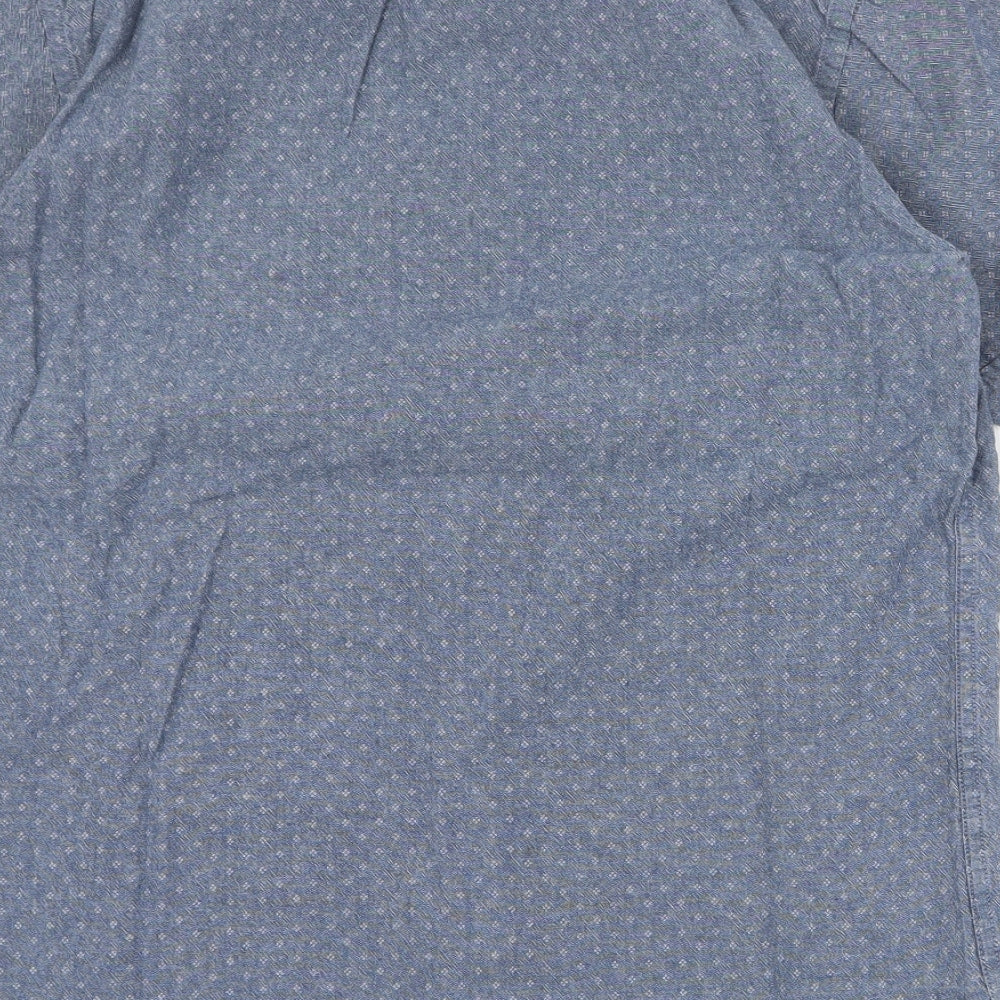 TU Mens Blue Geometric Cotton Button-Up Size S Collared Button