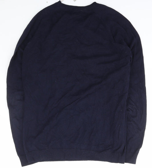 NEXT Mens Blue Square Neck Cotton Pullover Jumper Size M