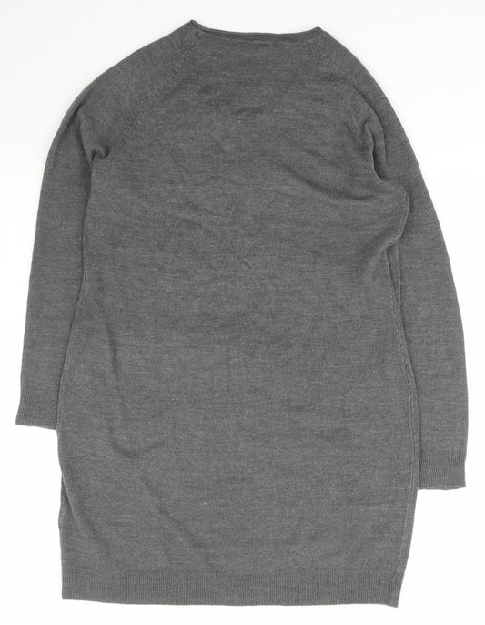 Avenue Womens Grey Scoop Neck Acrylic Pullover Jumper Size 14