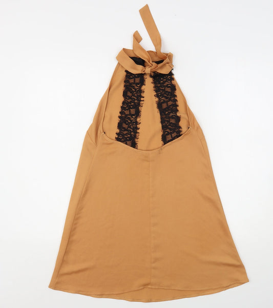 Womens UK Size 8 Missguided Beige Basic Blouse