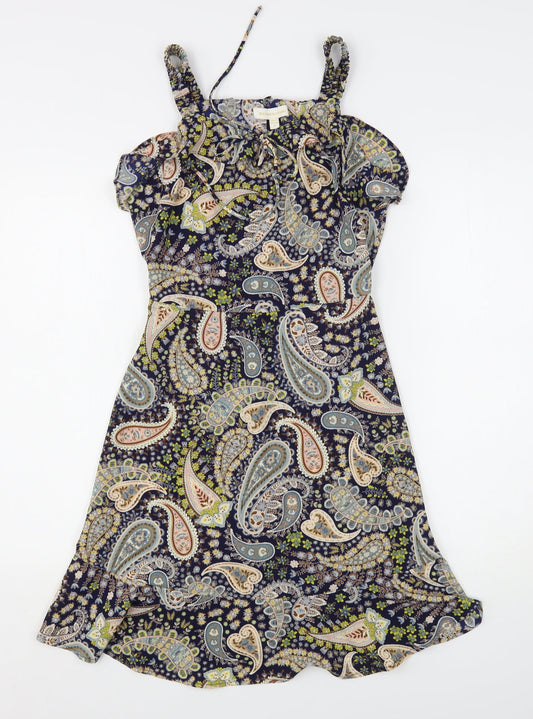 Monteau Womens Multicoloured Paisley Polyester Tank Dress Size S Off the Shoulder