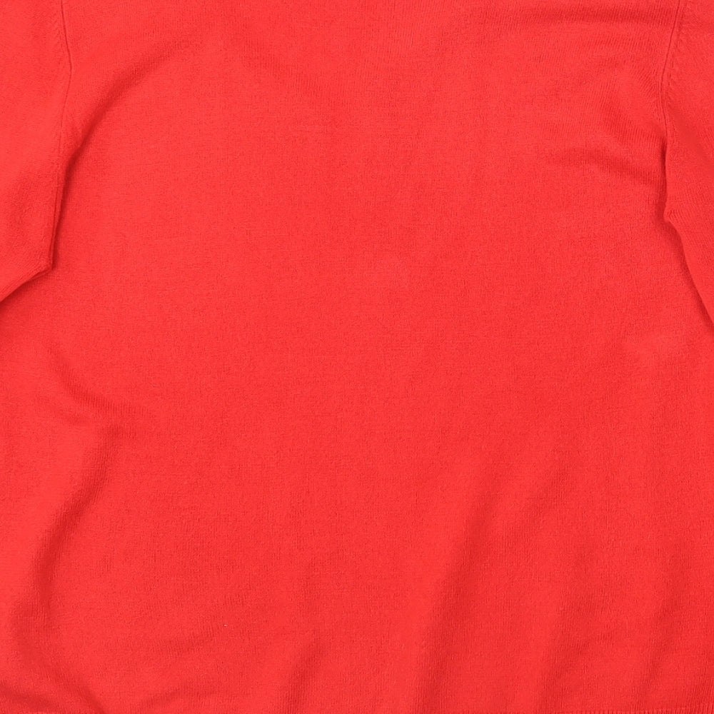 BHS Womens Red V-Neck Acrylic Pullover Jumper Size 16