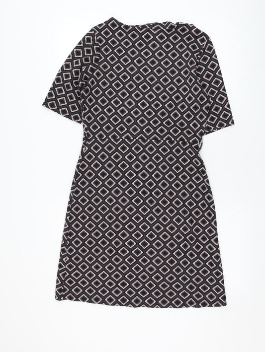 NEXT Womens Blue Geometric Polyester Shift Size 8 Round Neck Pullover