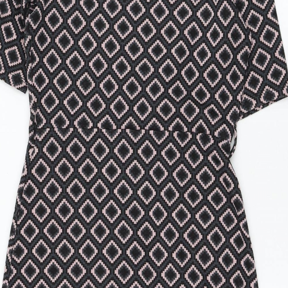 NEXT Womens Blue Geometric Polyester Shift Size 8 Round Neck Pullover