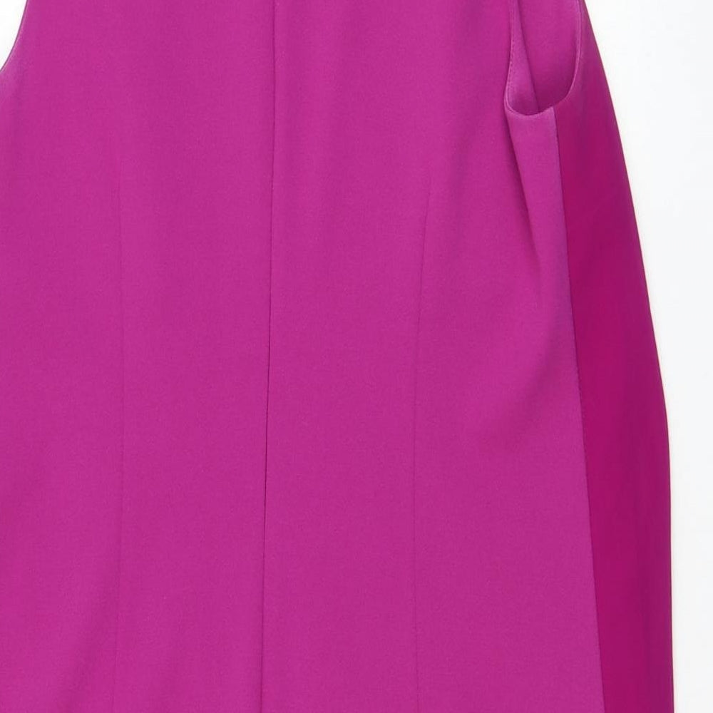 Oasis Womens Purple Polyester Shift Size M Round Neck Zip