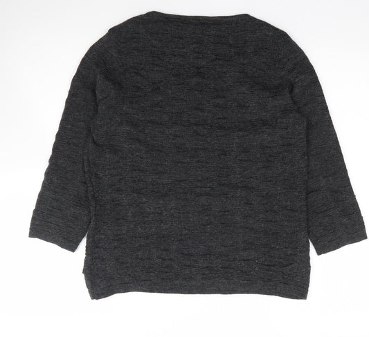 CC Womens Grey Round Neck Acrylic Pullover Jumper Size M