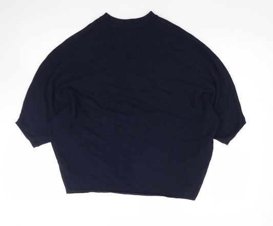 F&F Womens Blue Viscose Jersey T-Shirt Size 12 V-Neck