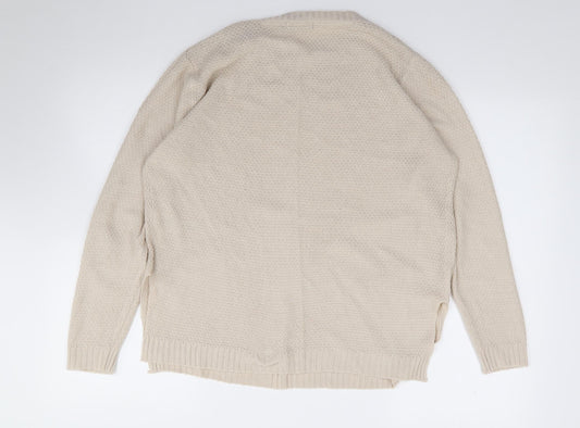 Boohoo Womens Beige Crew Neck Acrylic Pullover Jumper Size M